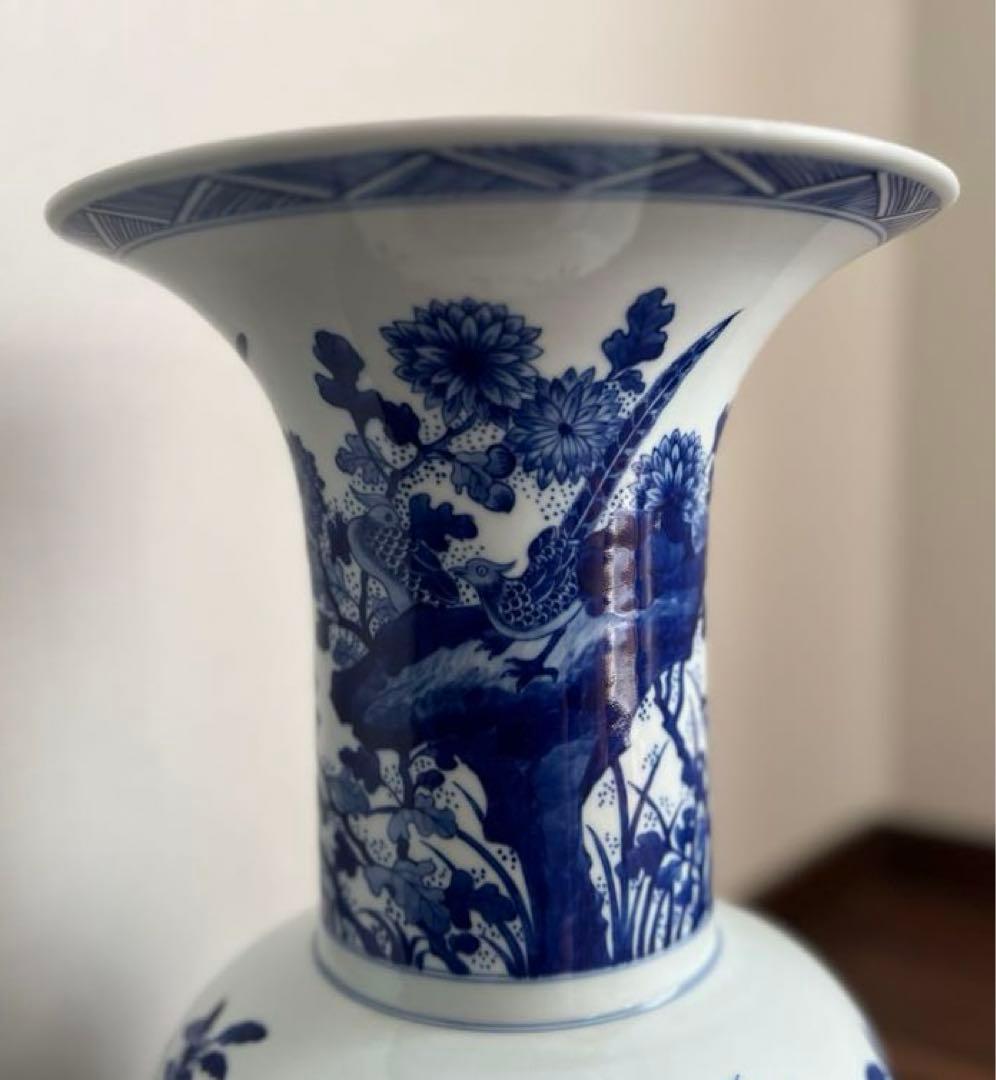 景徳鎮御窯 北京故宮博物院監製 限定複製品 青花牡丹紋瓶　認定書付