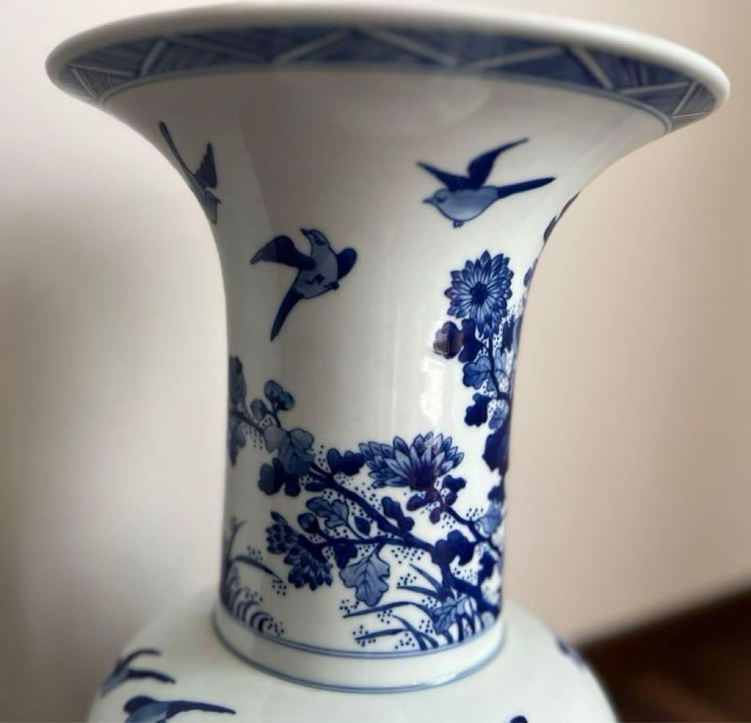 景徳鎮御窯 北京故宮博物院監製 限定複製品 青花牡丹紋瓶　認定書付