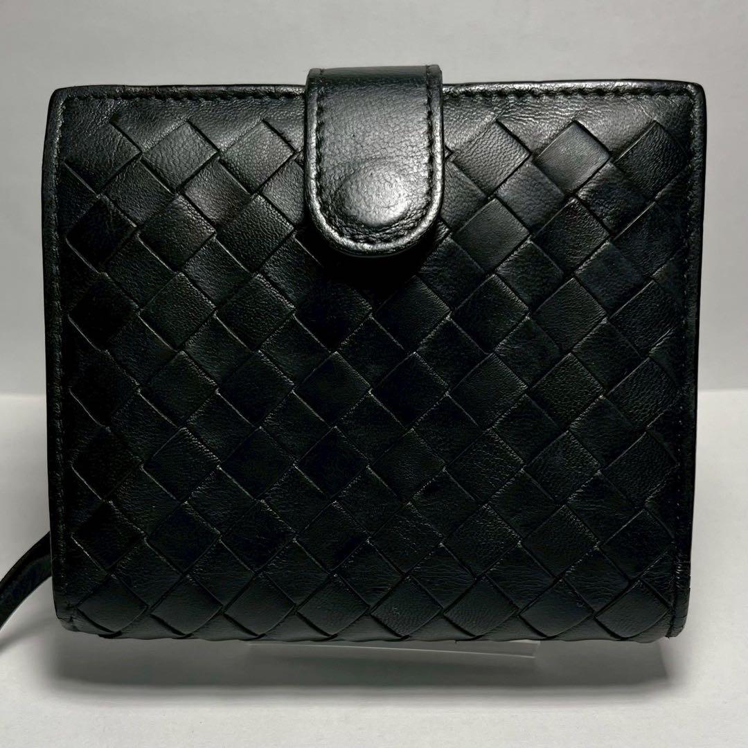 ボッテガヴェネタ 二つ折り財布 イントレチャート ラウンドファスナー ブラック