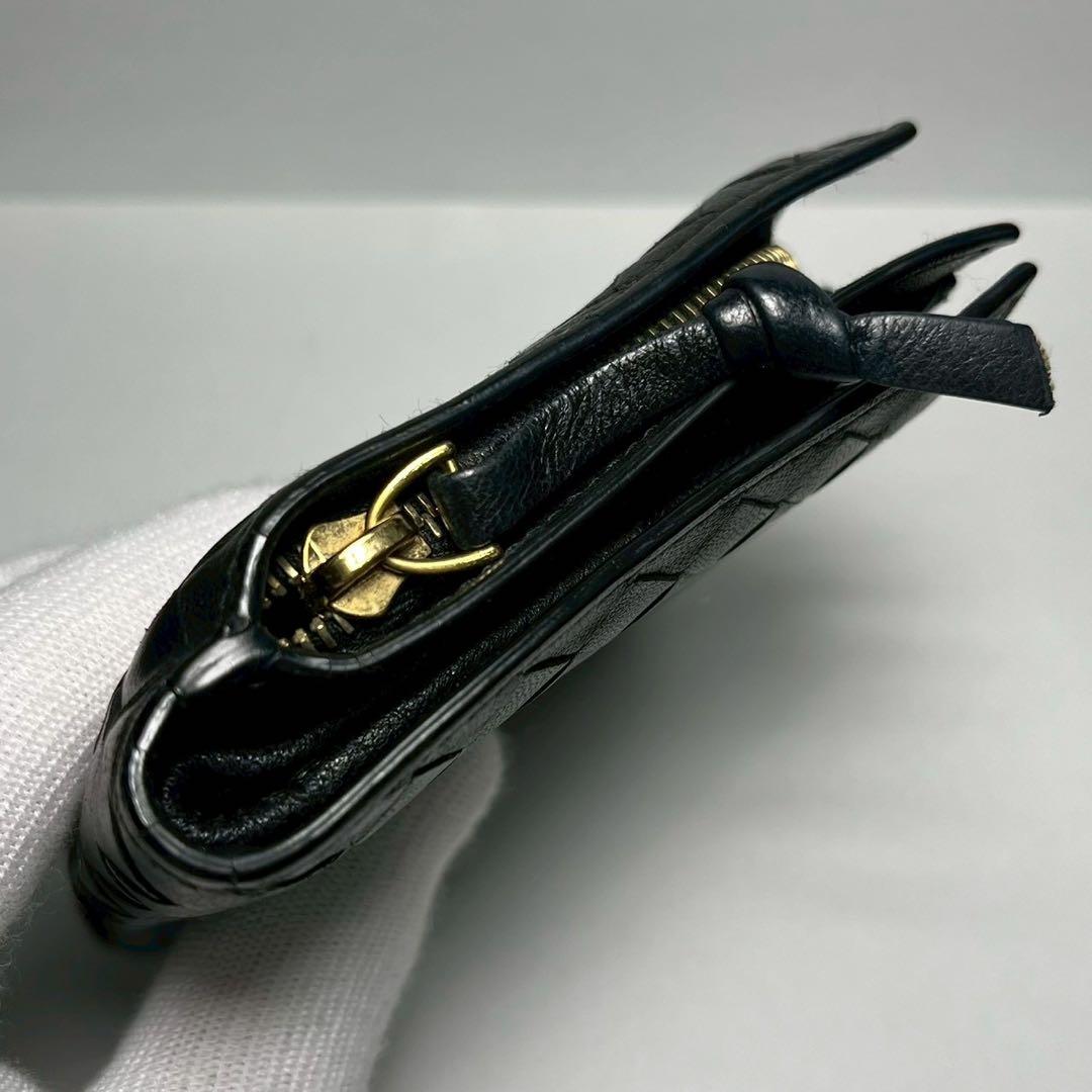 ボッテガヴェネタ 二つ折り財布 イントレチャート ラウンドファスナー ブラック