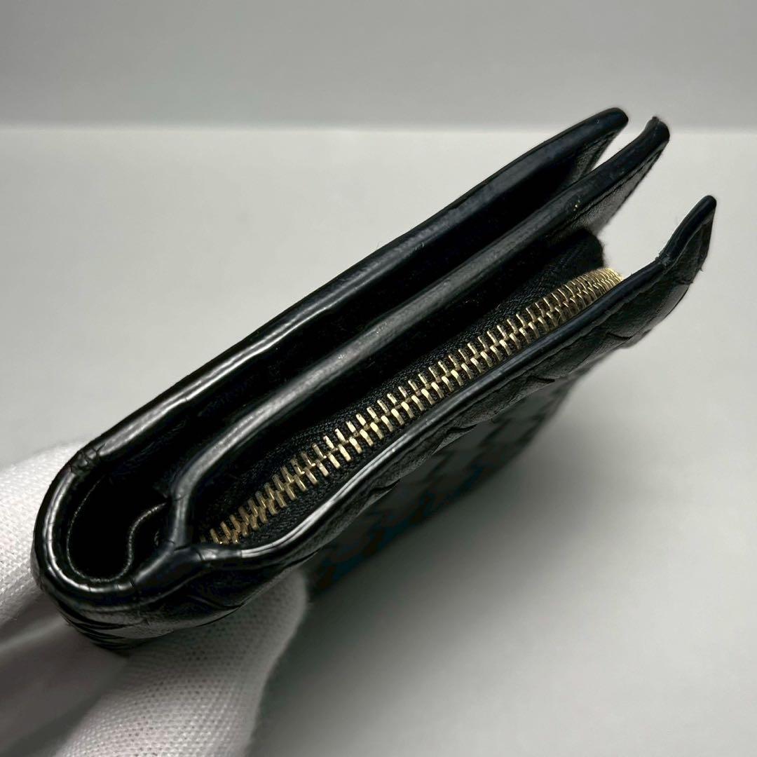 ボッテガヴェネタ 二つ折り財布 イントレチャート ラウンドファスナー ブラック