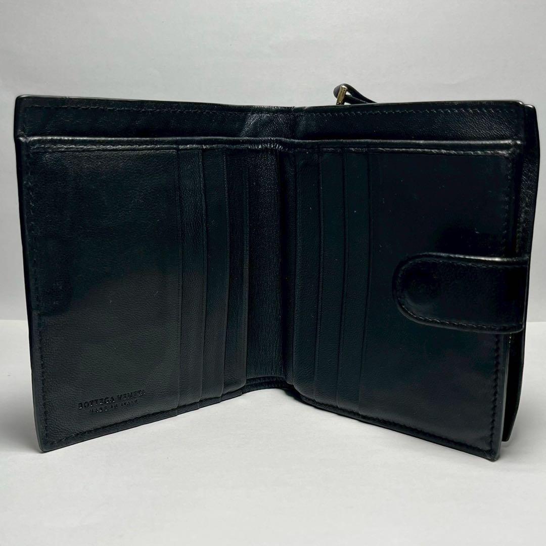ボッテガヴェネタ 二つ折り財布 イントレチャート ラウンドファスナー ブラック