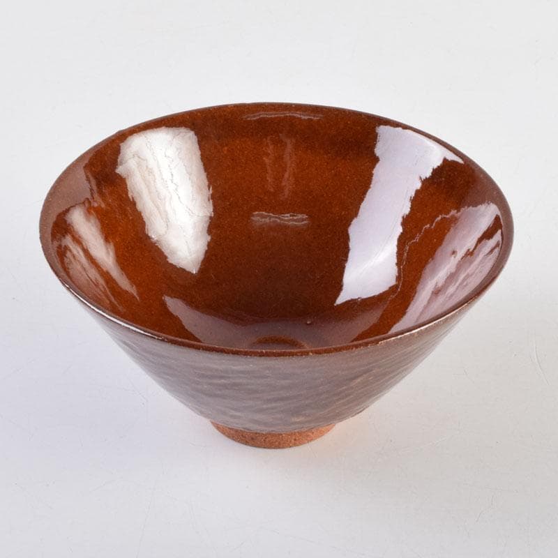 茶道具　大樋焼　大樋長左衛門　大樋年雄作　飴釉　茶碗　共布共箱　V　9136