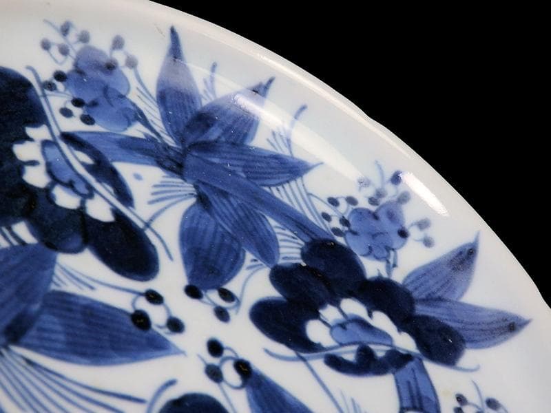 古伊万里　染付　松竹梅の図　７寸皿　A958AS-DBa