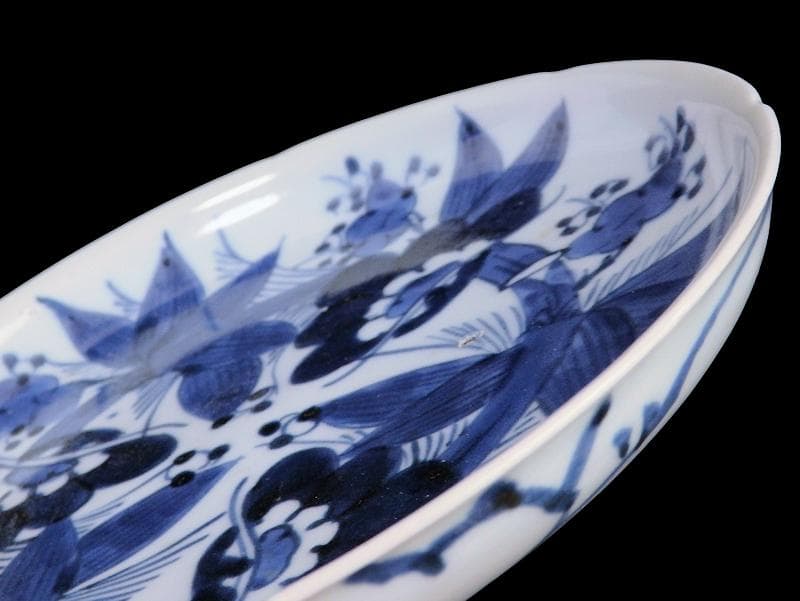 古伊万里　染付　松竹梅の図　７寸皿　A958AS-DBa