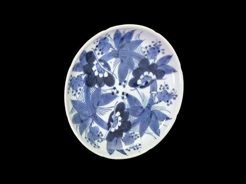 古伊万里　染付　松竹梅の図　７寸皿　A958AS-DBa