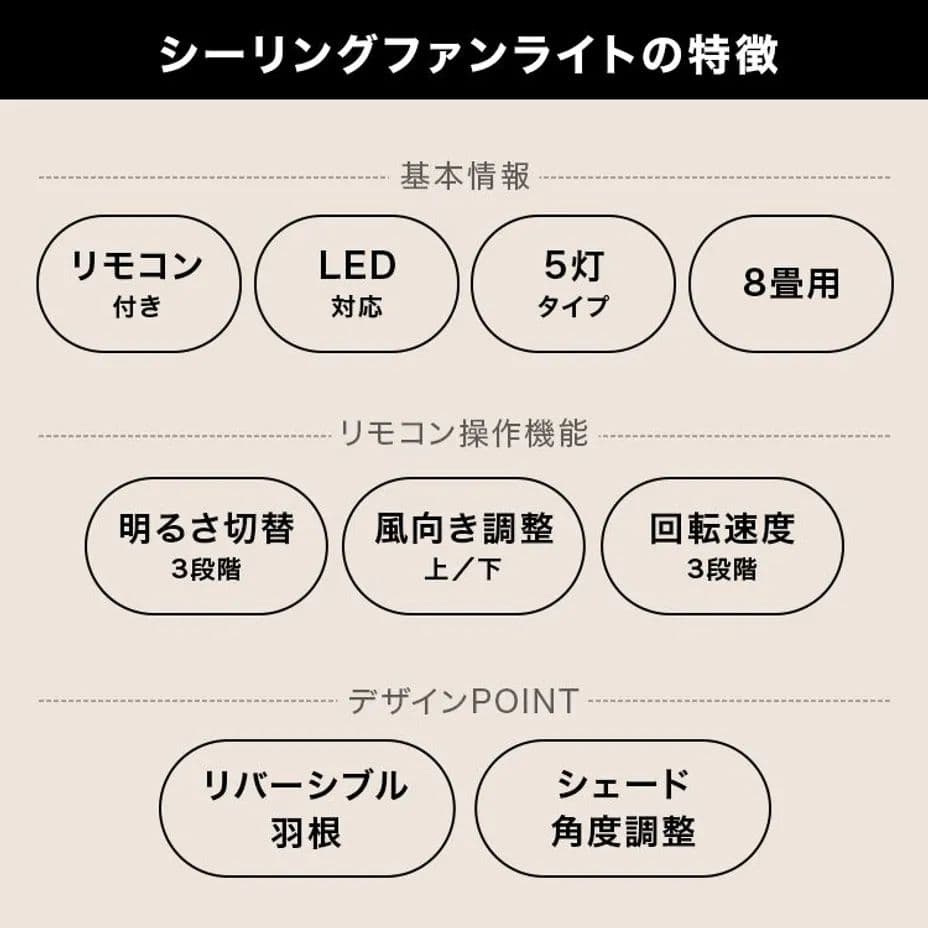 【新品】LOWYA [5灯] シーリングファンライト LED電球リモコン付