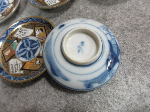 九谷焼 色絵 豆皿 7枚 [B23324] 人物 まめ皿 小皿 古玩 古美術