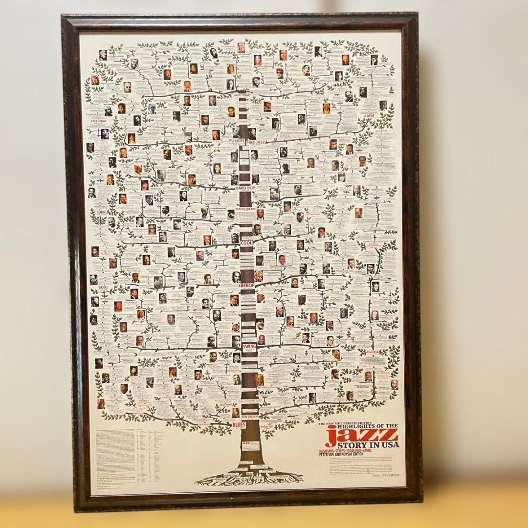 JAZZ STORY IN USA　ポスター 額縁付　ジャズツリー　約B1