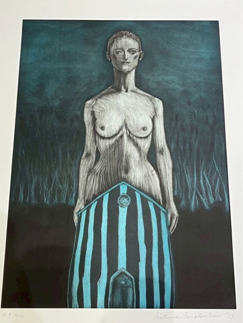 【真作保証】舟越桂「青い森で」2013 銅版画 AP サイン入