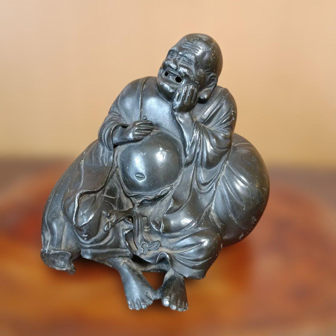 アンチモニー製　布袋尊の座像置物　七福神