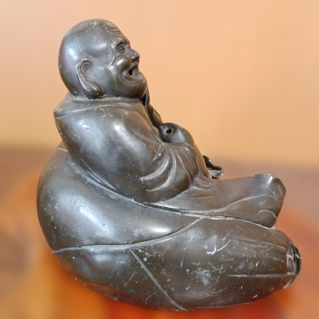 アンチモニー製　布袋尊の座像置物　七福神