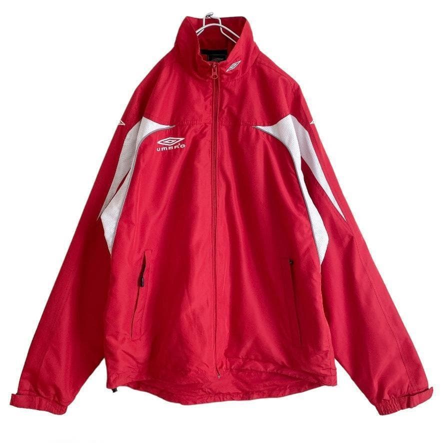 海外古着 アンブロ ブランドロゴ ジップアップ ジャケット ブルゾン 赤