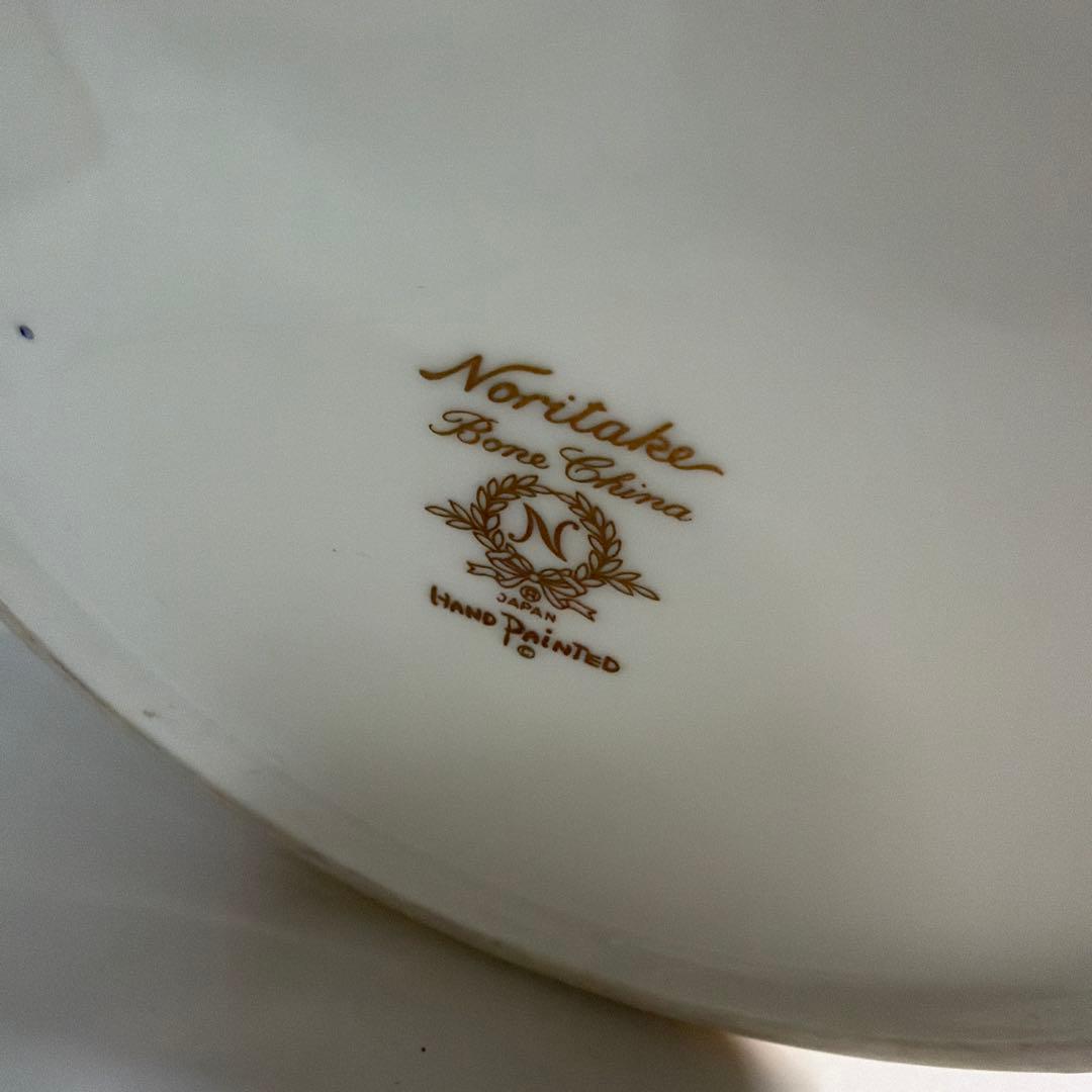 モ*モ様 ノリタケ 飾り壺 金彩 コバルトブルー ハンドペイント 風景