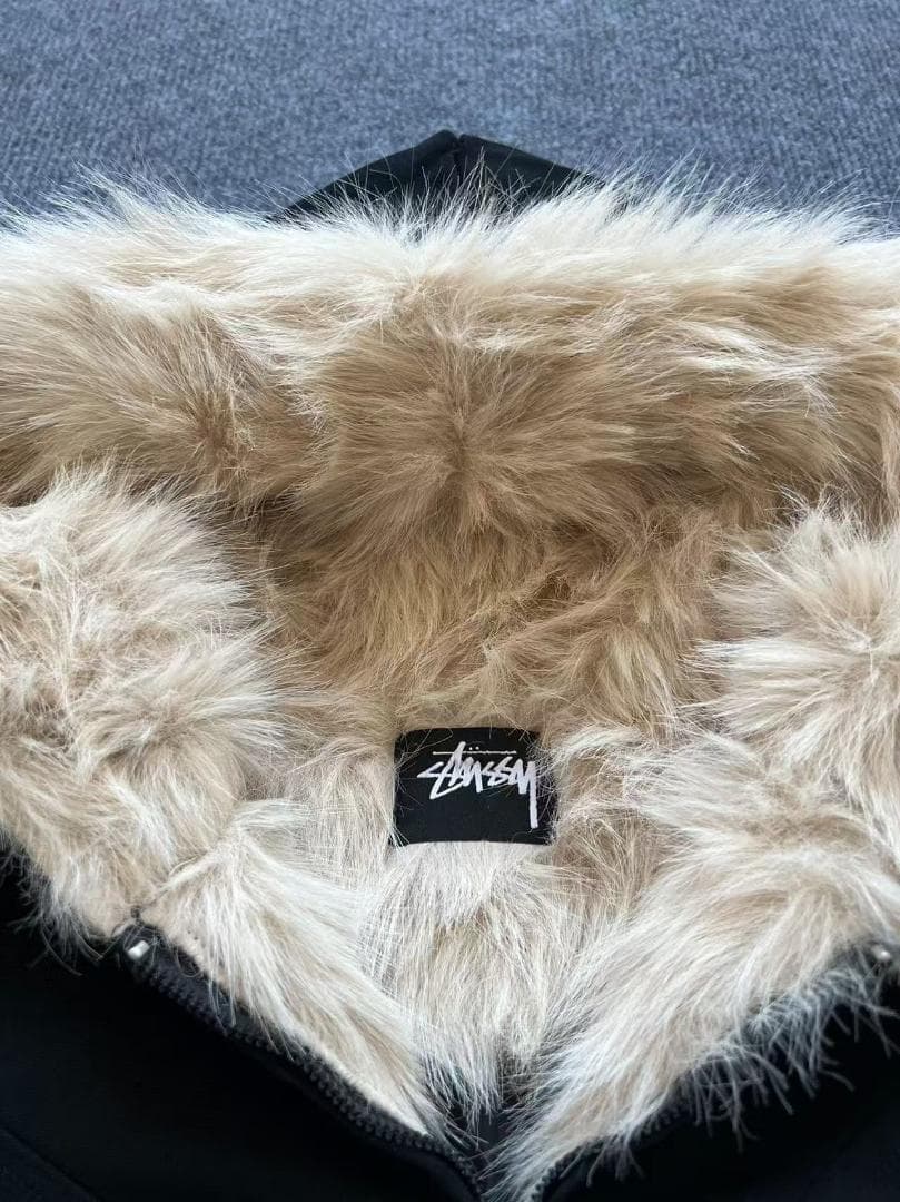 Stussy フードファージャケット ブラック M