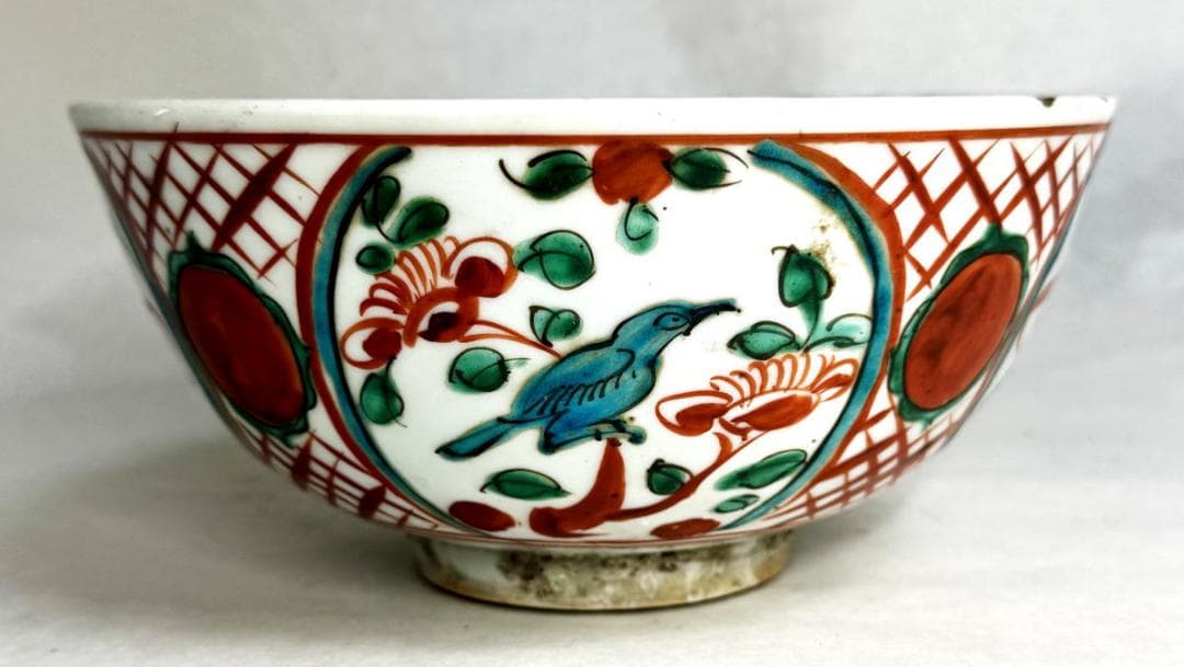 明時代 呉須赤絵菓子大鉢 中国古玩 唐物 旧蔵茶道家歴史有る年代物WWTT150