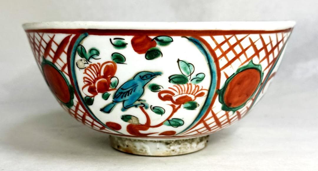 明時代 呉須赤絵菓子大鉢 中国古玩 唐物 旧蔵茶道家歴史有る年代物WWTT150