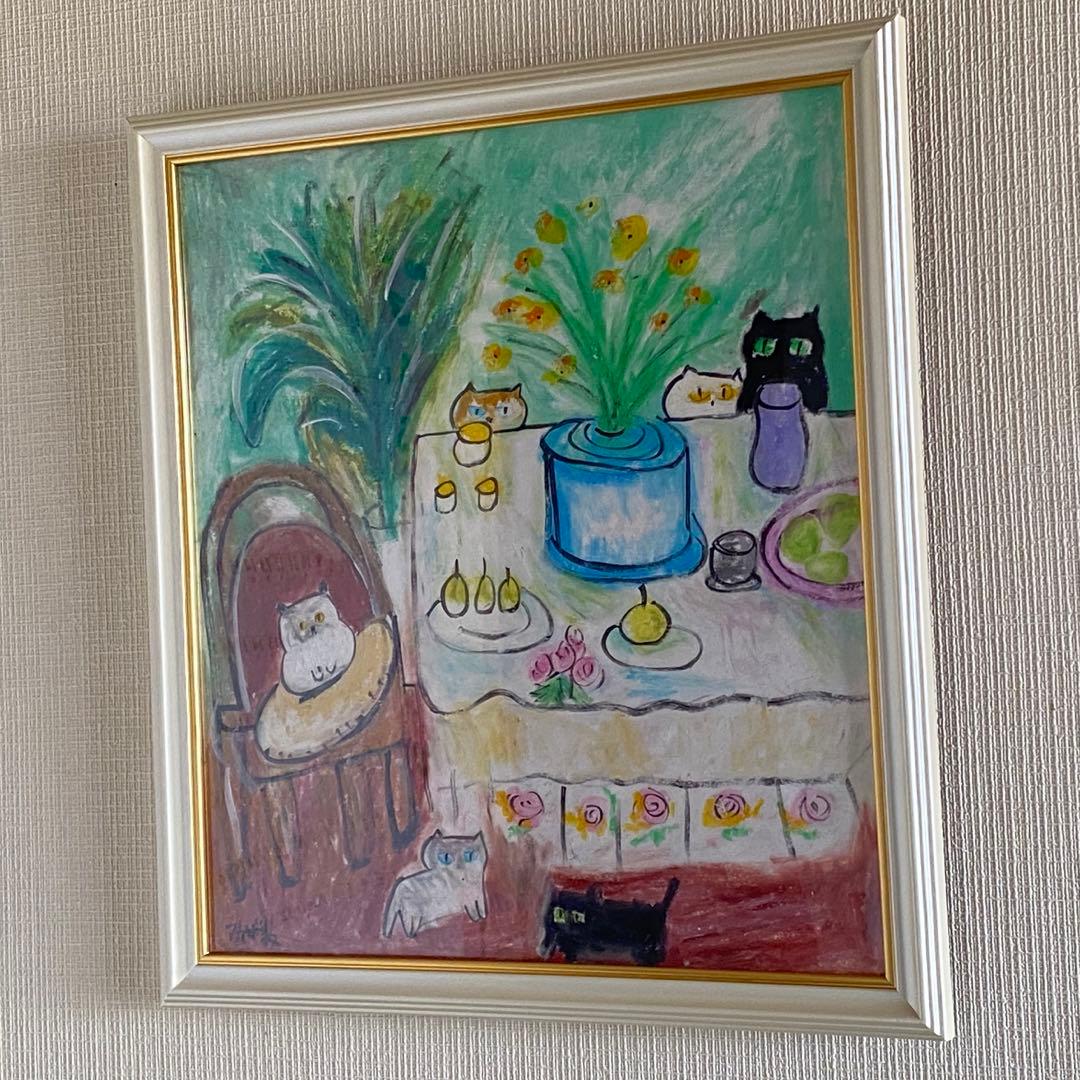 絵画 。壁掛け絵手描き【暖かい部屋には、花の香りが満ちあふれている】