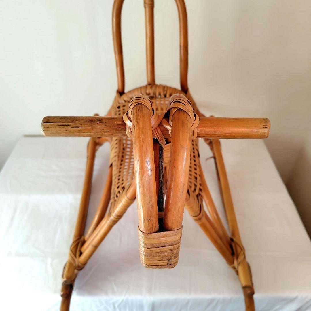 ラタン ロッキングホース 木製 ヴィンテージ レトロ 揺り木馬 おもちゃ 日本製