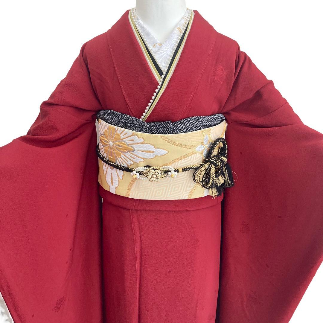 ★ 4848♥️断捨離中★赤 寛斎 無地 振袖6点セット‼️ NO6ま15