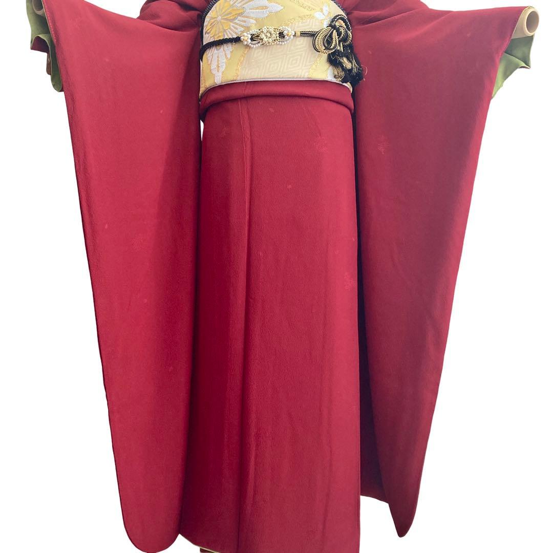 ★ 4848♥️断捨離中★赤 寛斎 無地 振袖6点セット‼️ NO6ま15