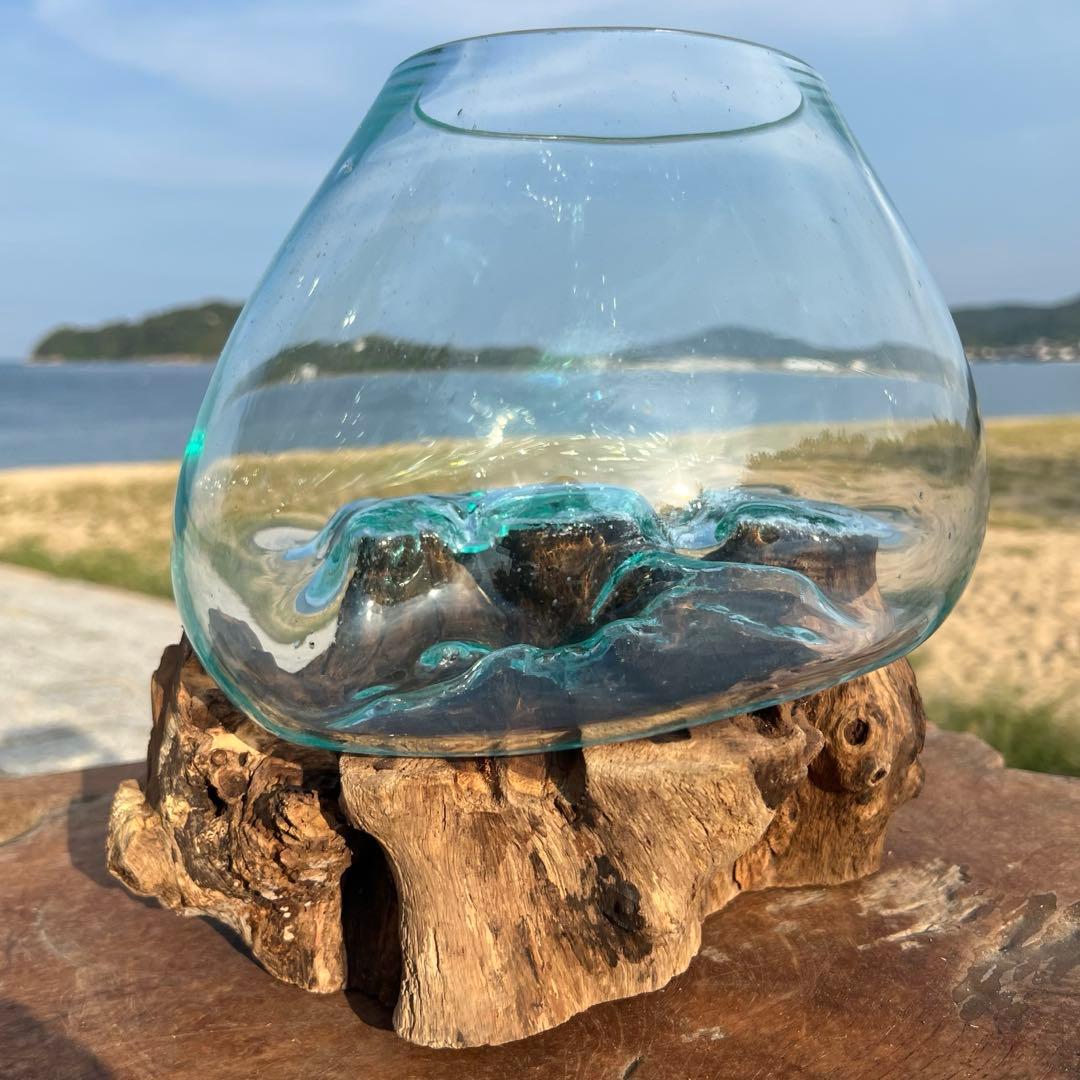 流木ガラスオブジェ特大F 花瓶 金魚鉢 テラリウム フラワーポット 水槽 アート