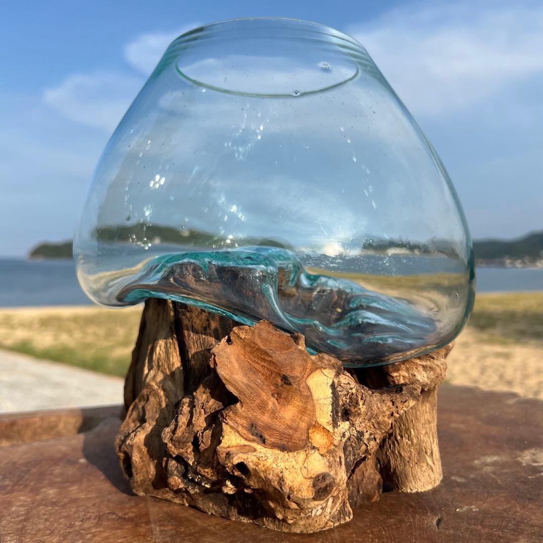 流木ガラスオブジェ特大F 花瓶 金魚鉢 テラリウム フラワーポット 水槽 アート