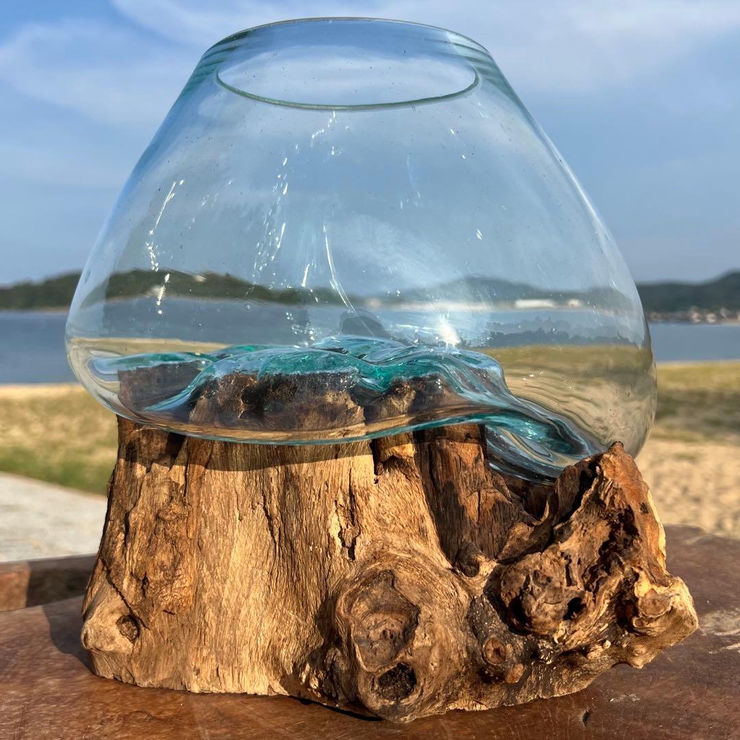 流木ガラスオブジェ特大F 花瓶 金魚鉢 テラリウム フラワーポット 水槽 アート