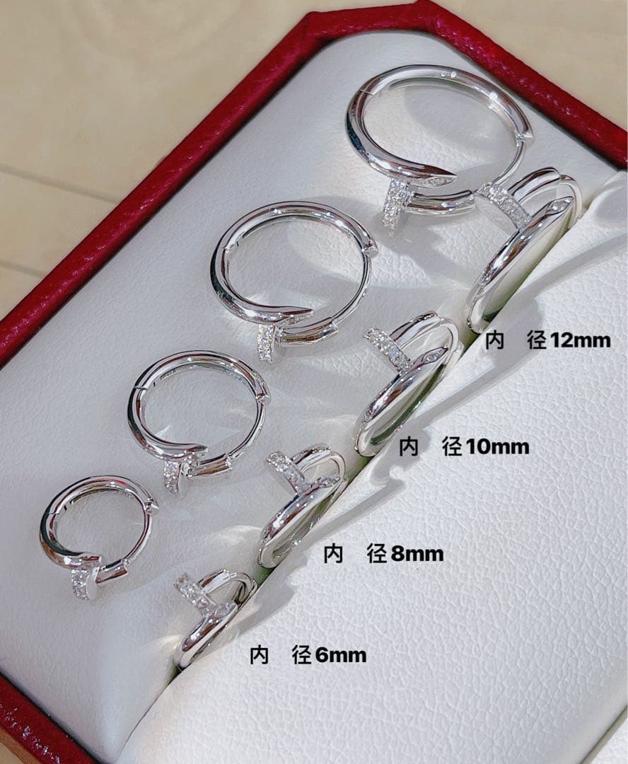 K18WG YG PG 両端ダイヤ入り 釘モチーフピアス 18金