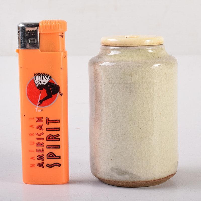 茶道具　萩焼　古萩　清水茂生作　茶入　仕覆付　共箱　V　7225