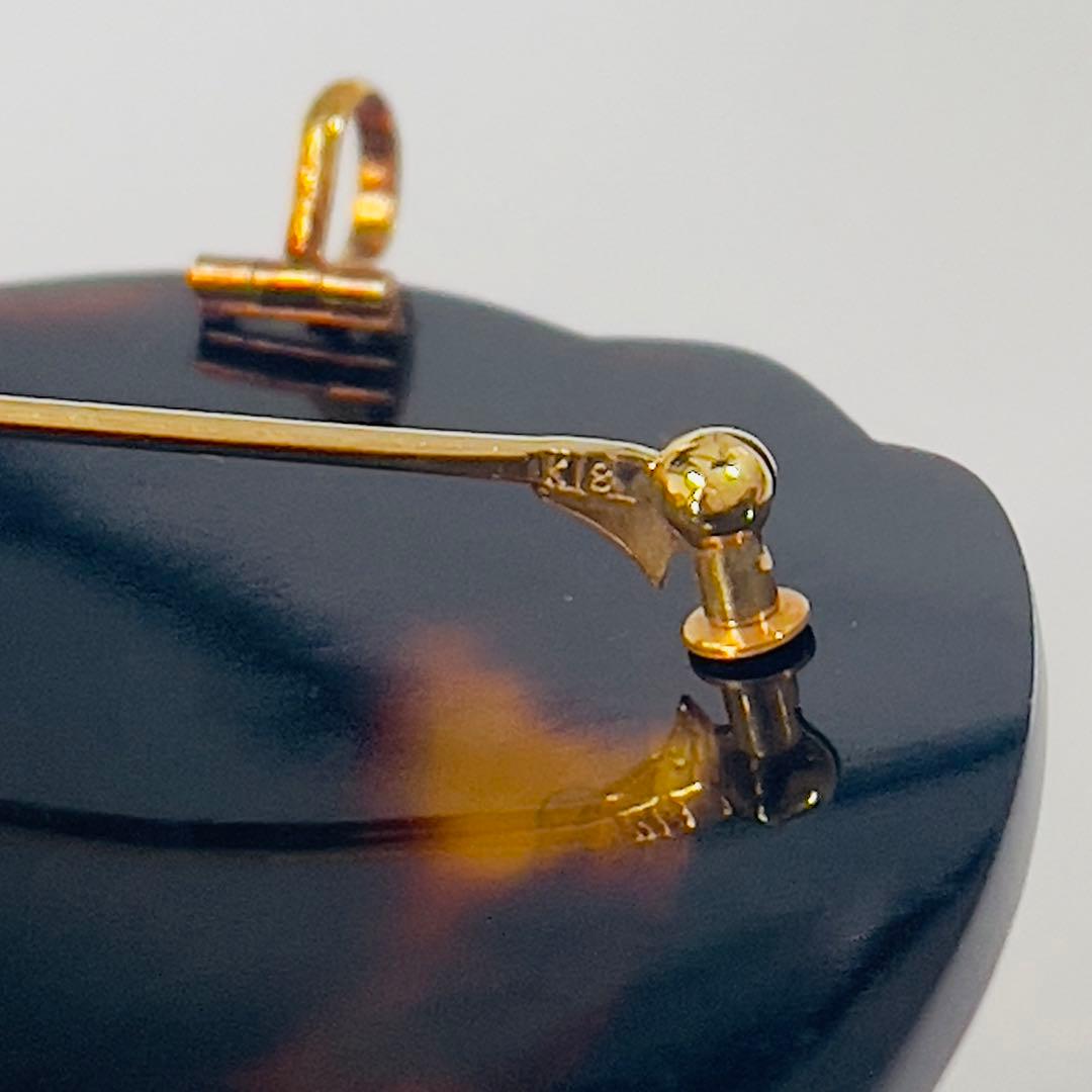 ミ*ル様 本鼈甲カメオ K18ブローチとペンダント2way（B）