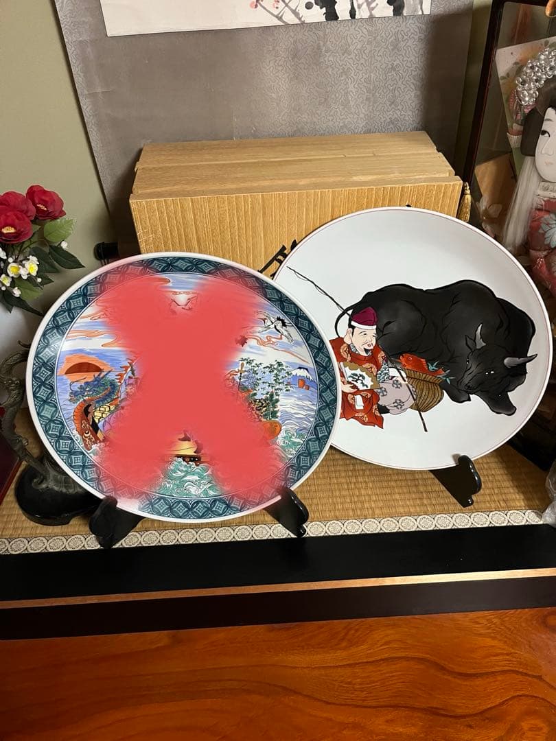 肥前有田焼　伝統工芸士江口天童　飾り皿　直径45センチ