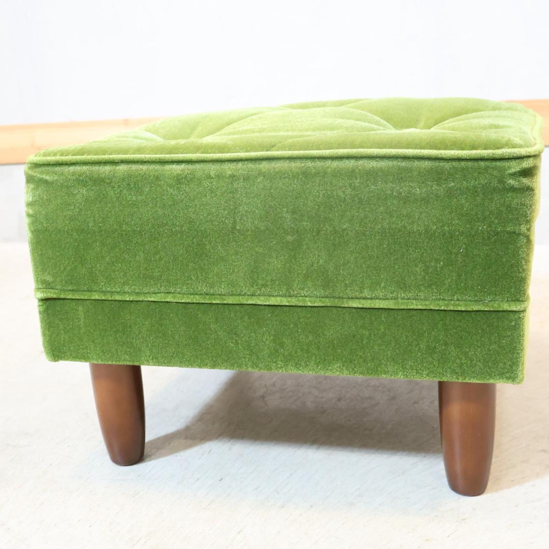 Karimoku60 モケットグリーン オットマン スツール レトロモダン