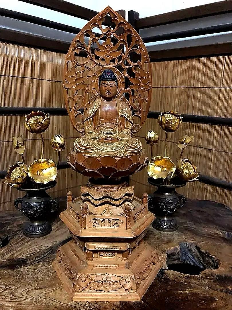 仏教美術 時代 木製 金彩 釈迦如来像 仏像
