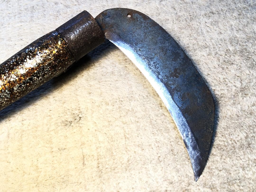 【 螺鈿括れ柄鎌 】　時代品