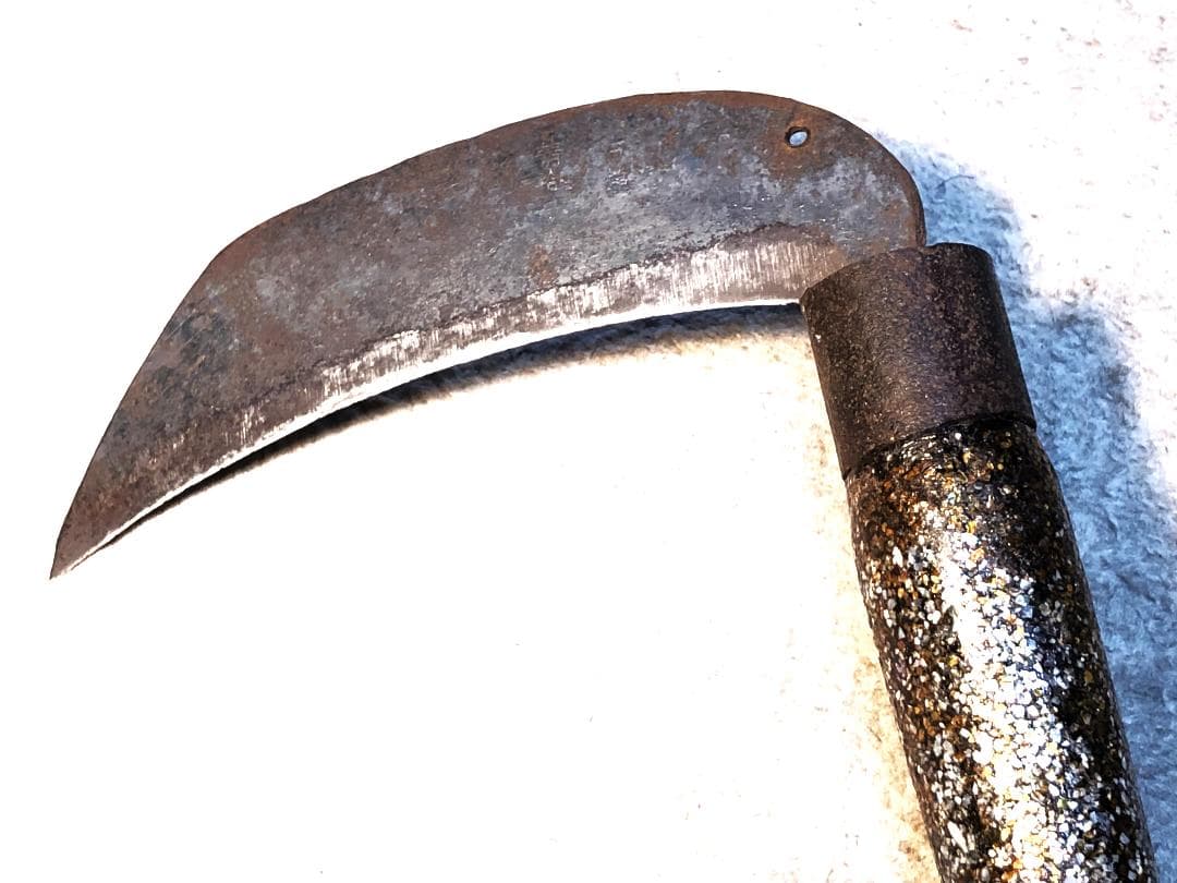 【 螺鈿括れ柄鎌 】　時代品