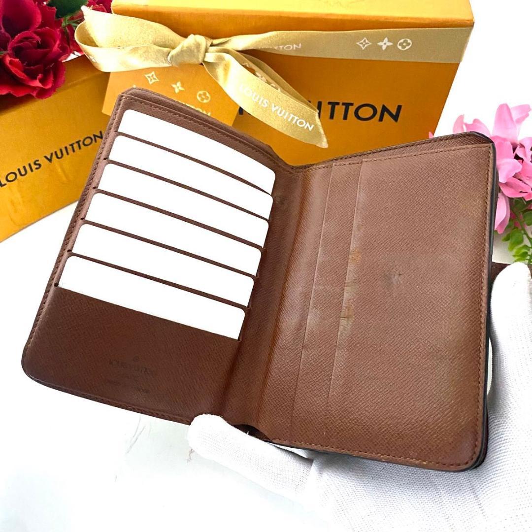 ルイ ヴィトン◎ポルトパピエジップ モノグラム ラウンドファスナー 二つ折り 茶