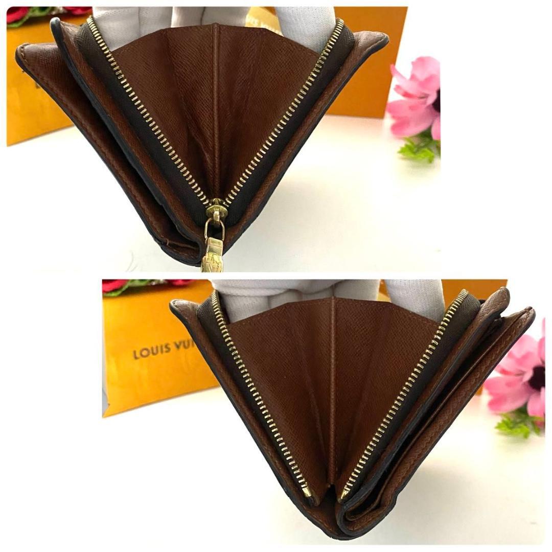 ルイ ヴィトン◎ポルトパピエジップ モノグラム ラウンドファスナー 二つ折り 茶