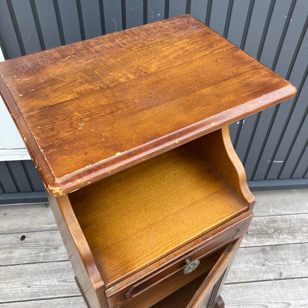 昭和レトロ カリモク コロニアル 木製コールキャビネット 飾り棚 古家具 電話台