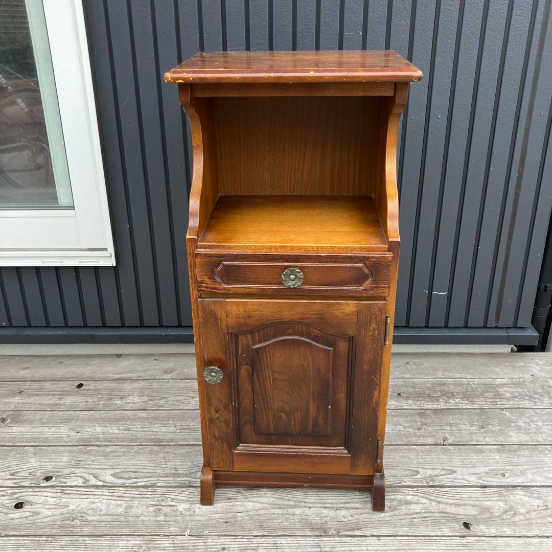 昭和レトロ カリモク コロニアル 木製コールキャビネット 飾り棚 古家具 電話台
