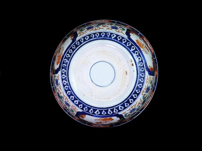 古伊万里　金襴手　流水にオシドリ　菊に尾長鳥の図　大鉢　D078AS-fbqm