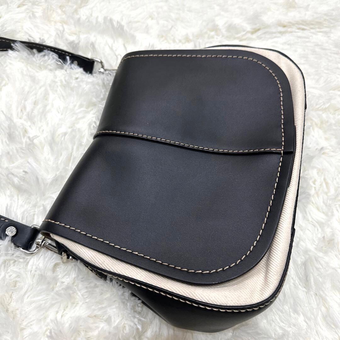 【美品】GIANNI CHIARINI ショルダーバッグ ブラック×ベージュ