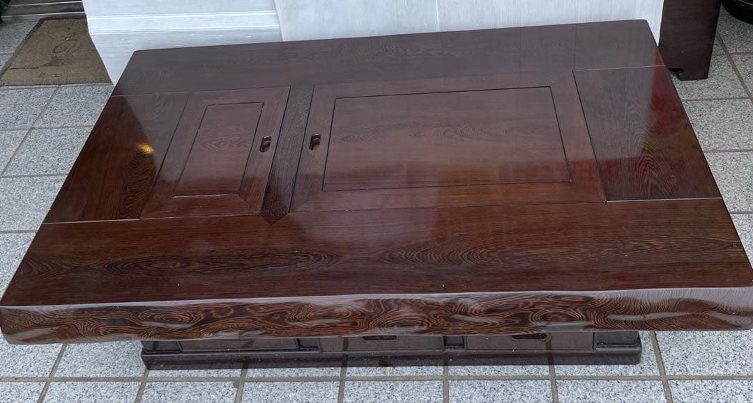 年代物　鉄刀木（タガヤサン）総無垢　関西火鉢　4尺　机　テーブル　和室　和風