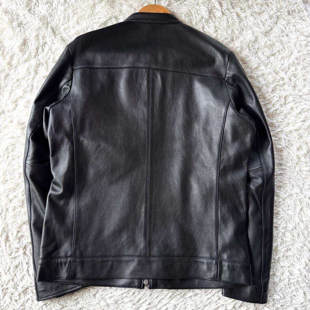 極美品　タケオキクチ　シングル　ラムレザー　ライダースジャケット　羊革　L 黒