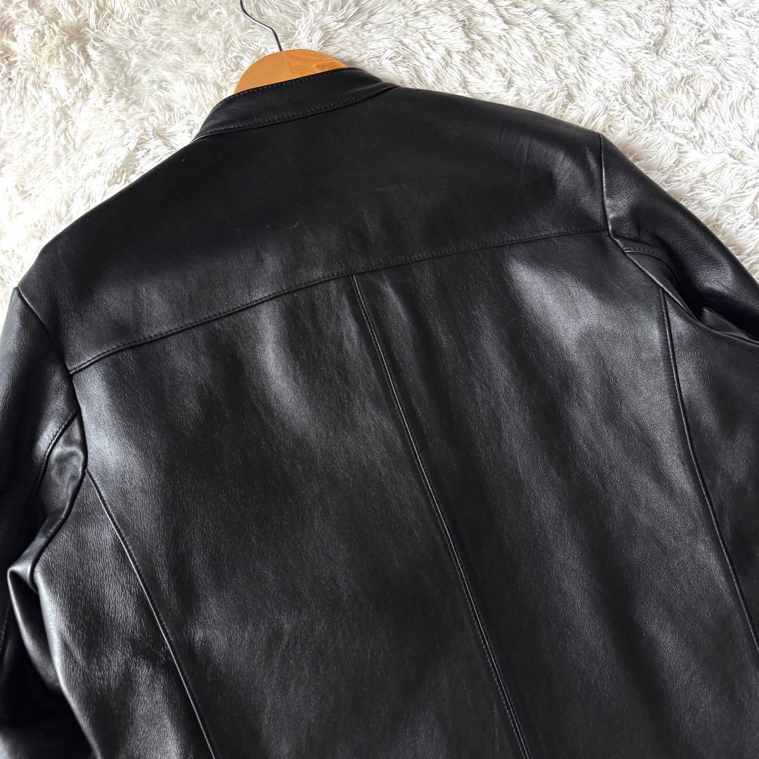 極美品　タケオキクチ　シングル　ラムレザー　ライダースジャケット　羊革　L 黒