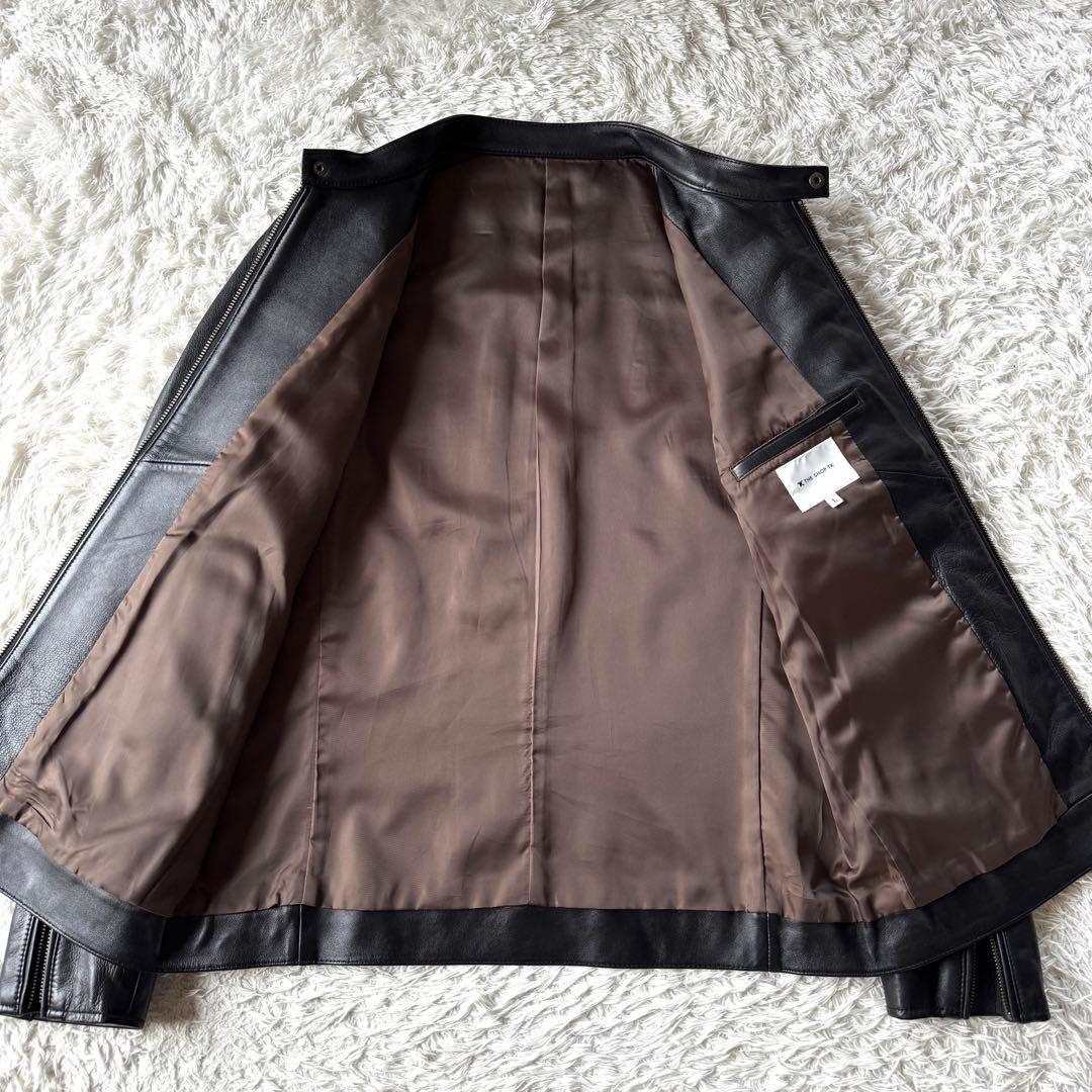 極美品　タケオキクチ　シングル　ラムレザー　ライダースジャケット　羊革　L 黒