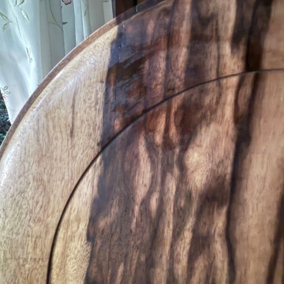 感謝お嫁入り‼️KUROGAKI孔雀杢なめらか白❌黒黒柿孔雀杢大盆