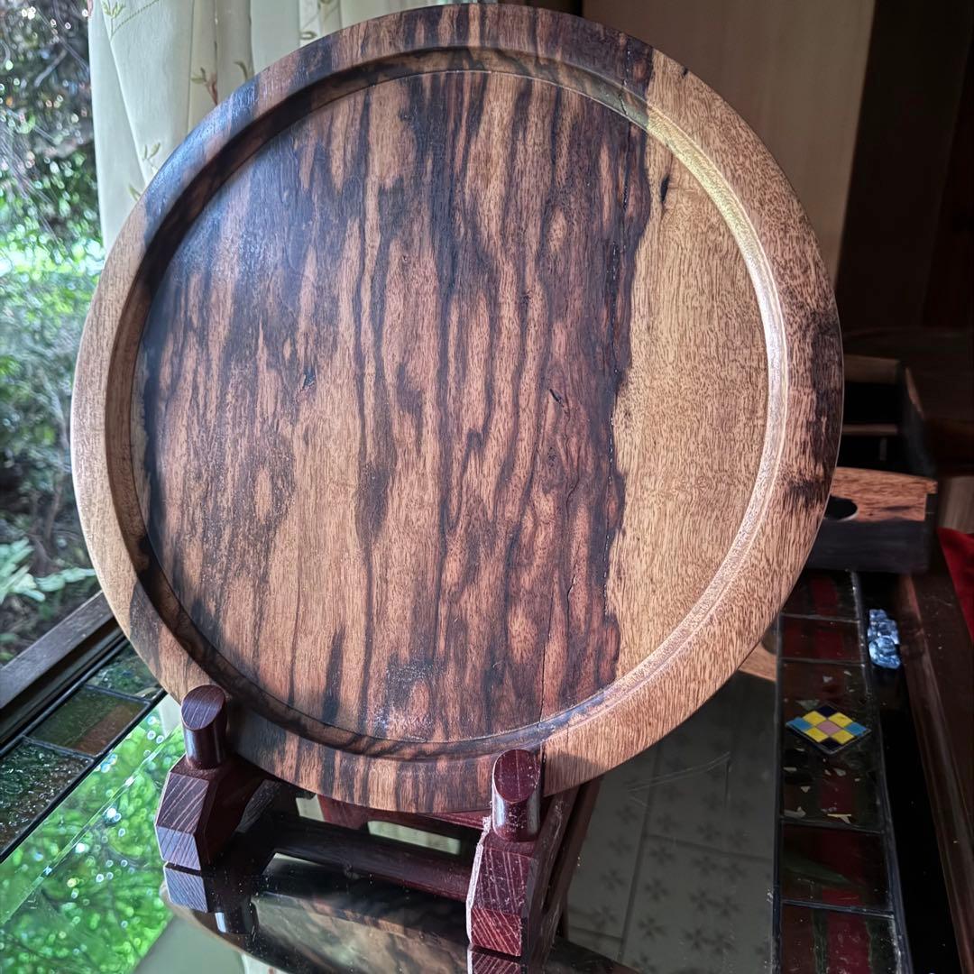 感謝お嫁入り‼️KUROGAKI孔雀杢なめらか白❌黒黒柿孔雀杢大盆