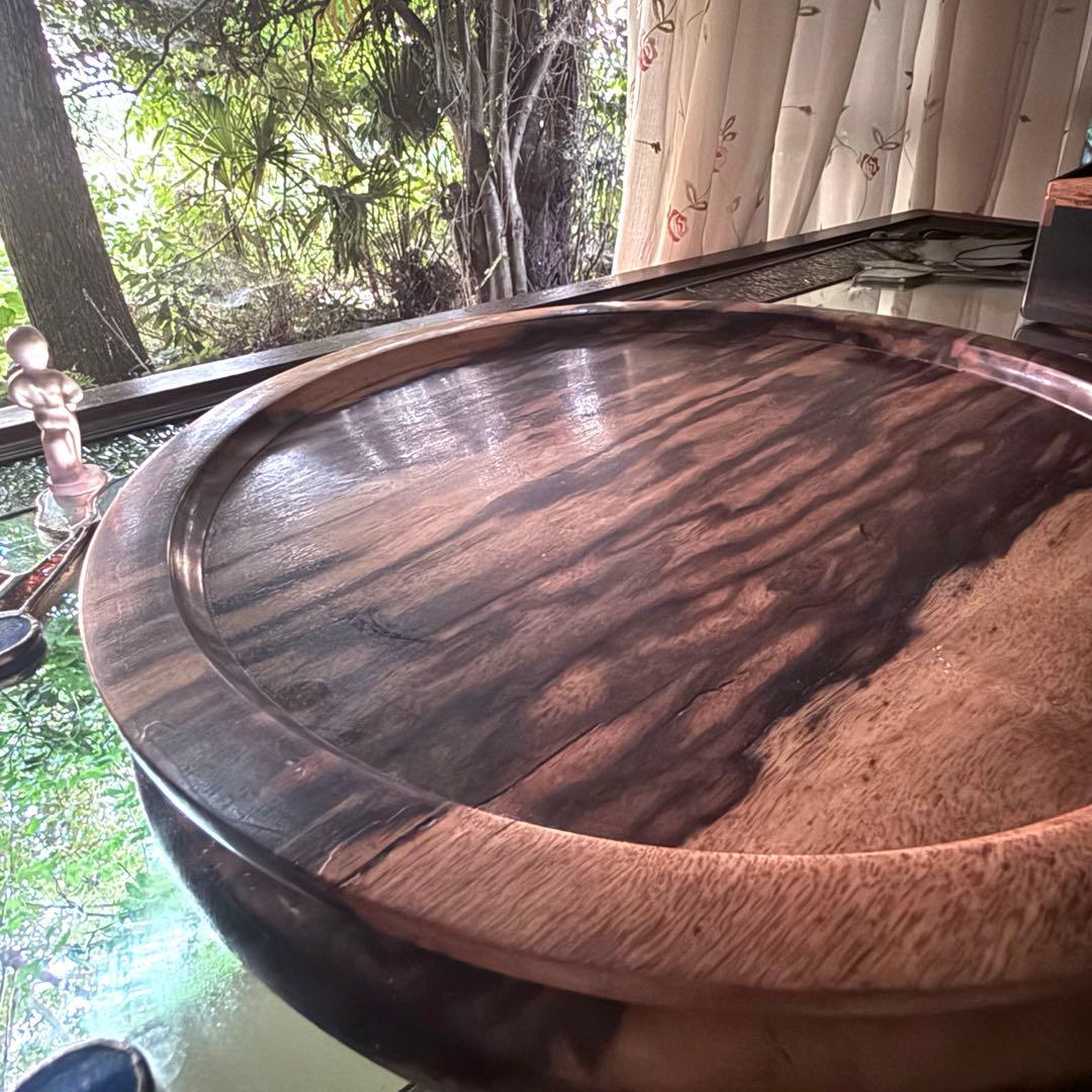 感謝お嫁入り‼️KUROGAKI孔雀杢なめらか白❌黒黒柿孔雀杢大盆