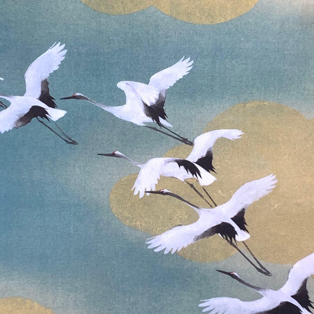 掛軸 川端龍子 虹の如く 工芸 二重箱仕立て 鶴